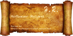 Hofbauer Roland névjegykártya